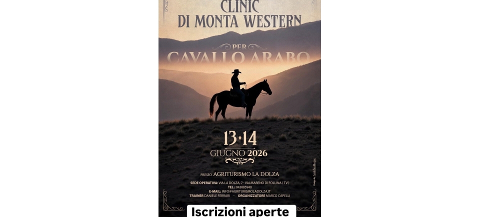 Clinic di Monta Western per Cavallo Arabo - 13 e 14 giugno